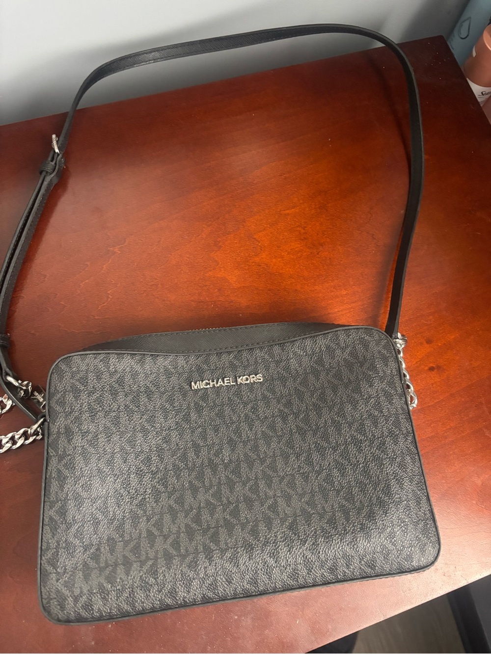 Michael Kors Black/Gray MK Logo Crossbody